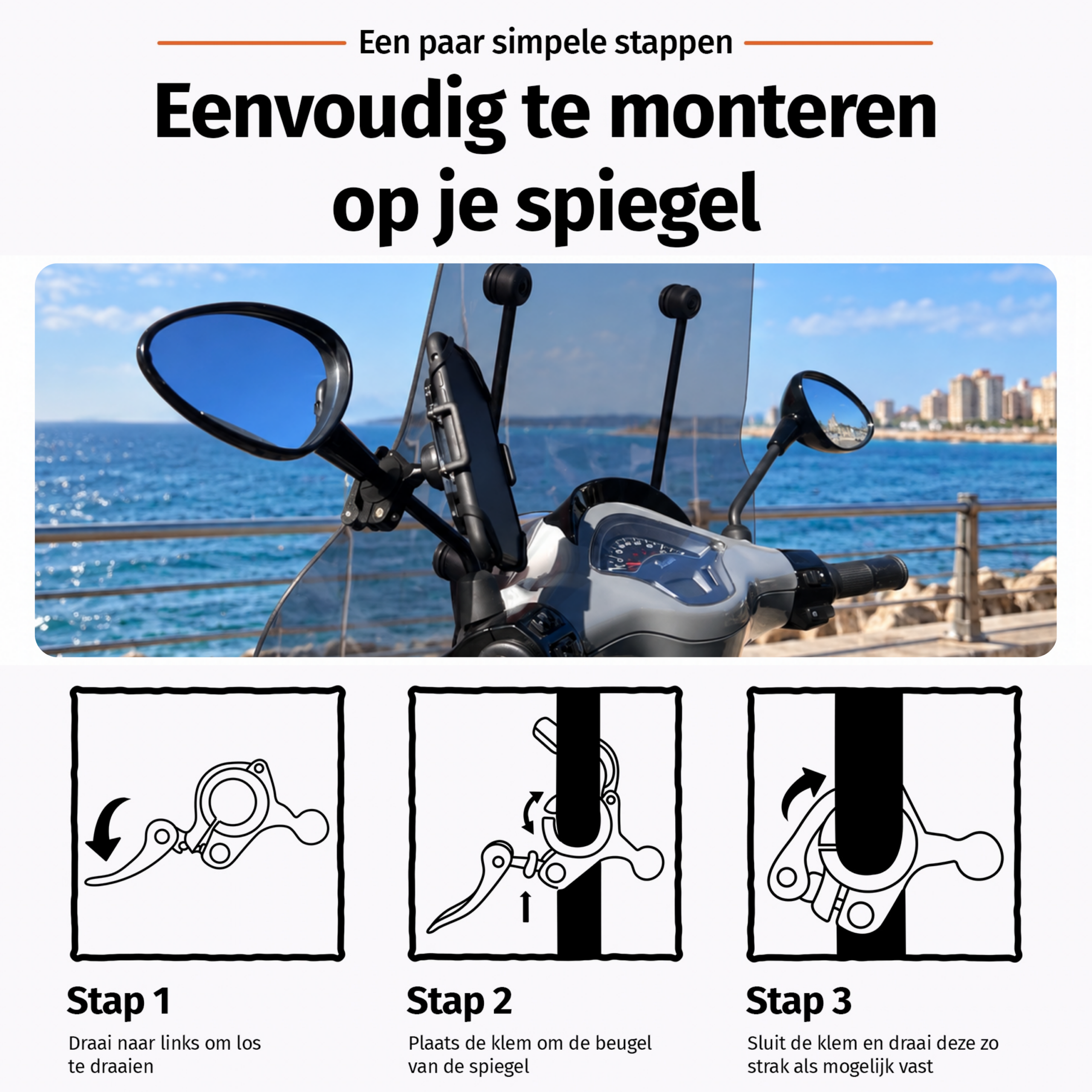 MANOS LIBRES - Model E Pro | Spiegel- en Stuurbevestiging - Afbeelding 6