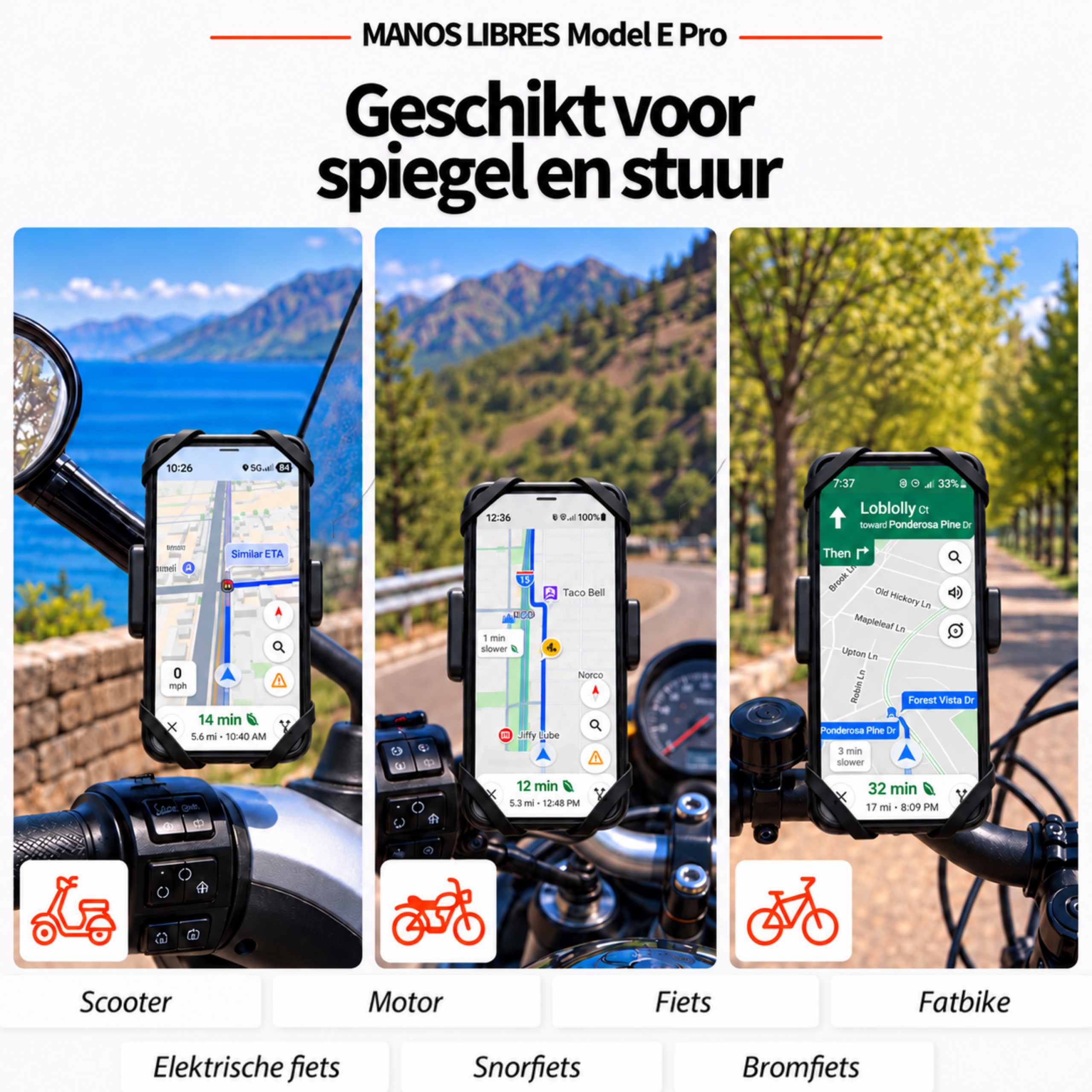 MANOS LIBRES - Model E Pro | Spiegel- en Stuurbevestiging - Afbeelding 5