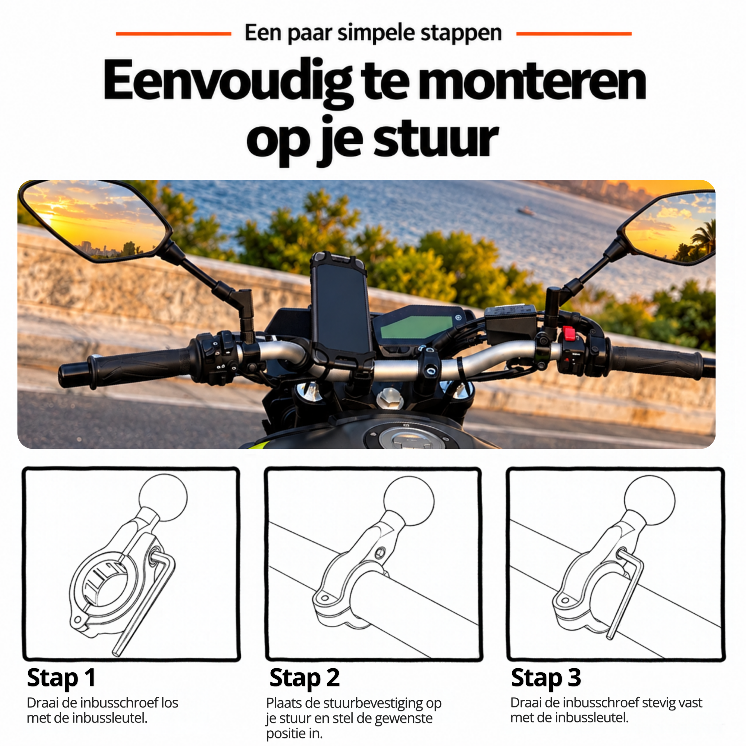 MANOS LIBRES - Model E Pro | Spiegel- en Stuurbevestiging - Afbeelding 8