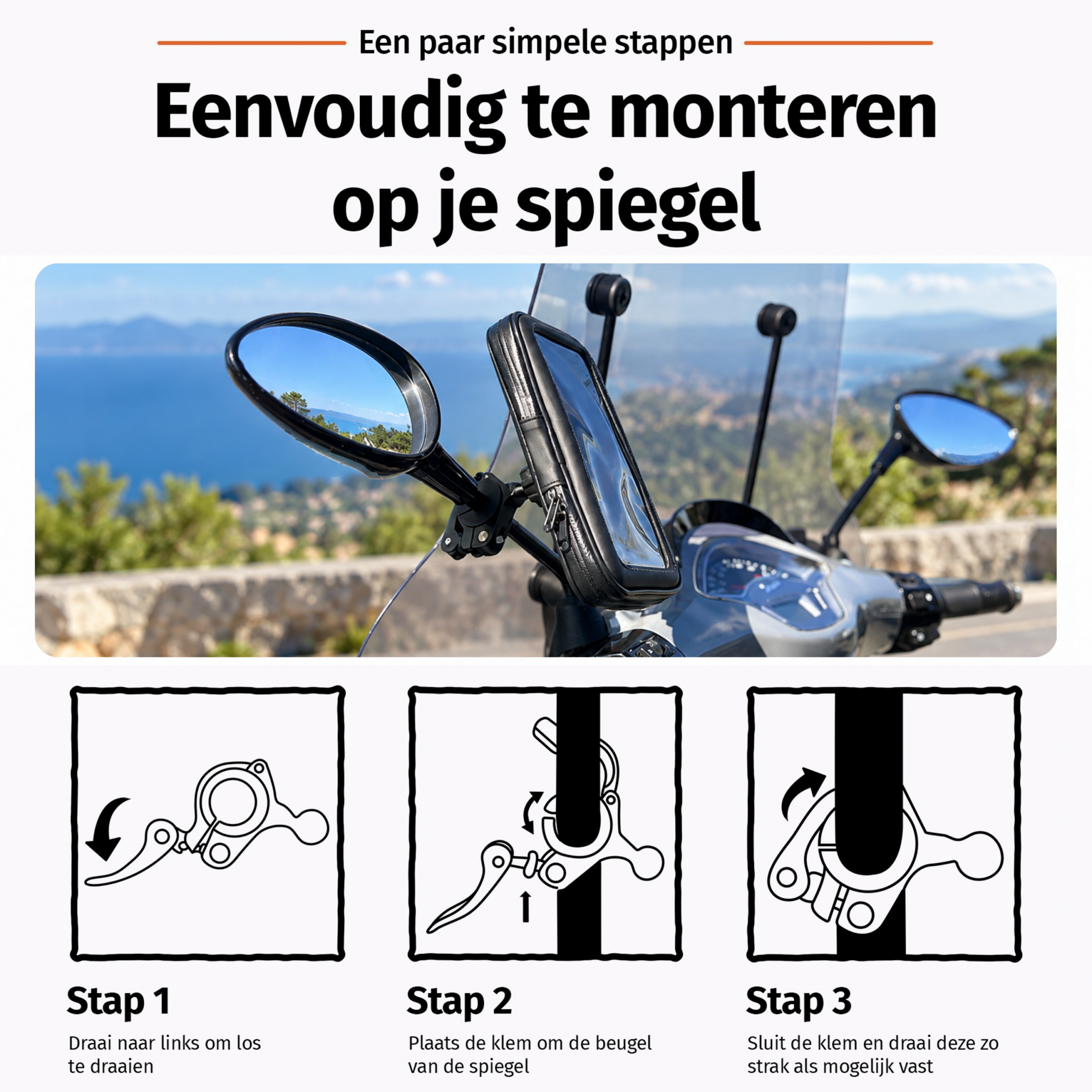 MANOS LIBRES - Model W | Spiegel- & Stuurbevestiging - Afbeelding 6