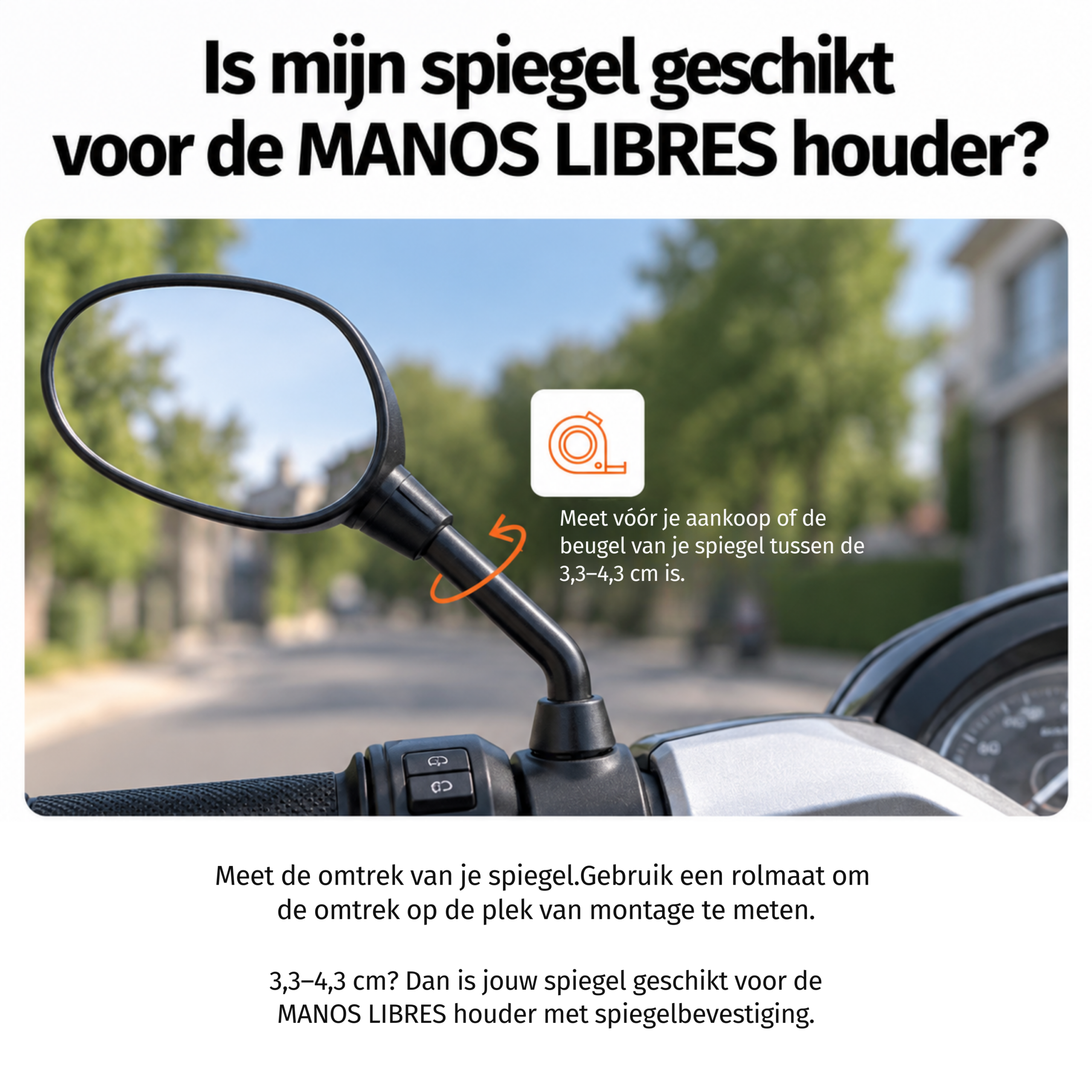 MANOS LIBRES - Model E Pro | Spiegel- en Stuurbevestiging - Afbeelding 7